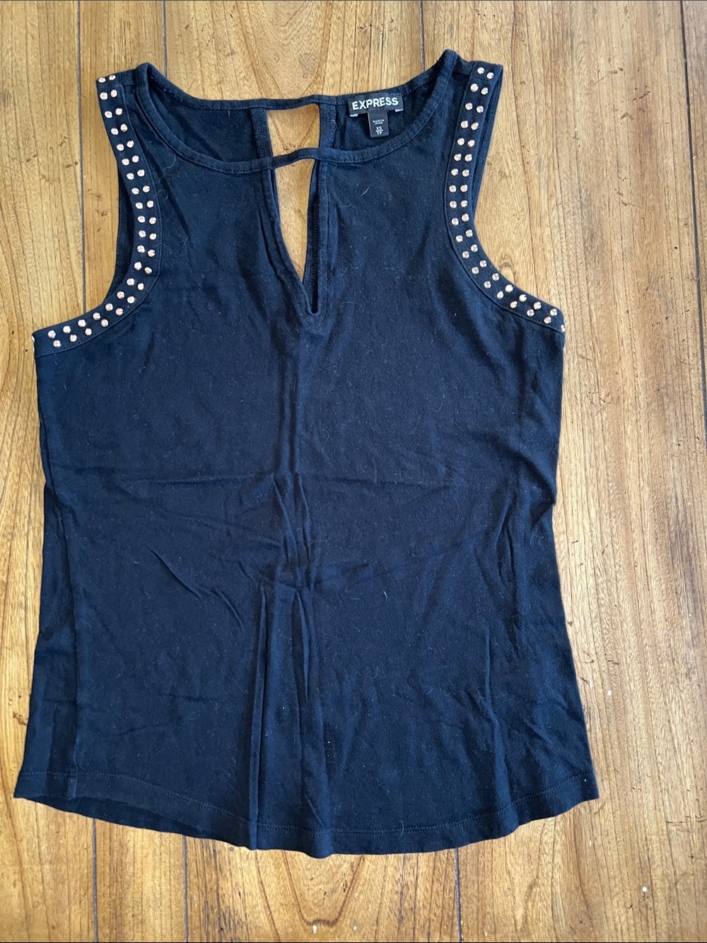Express Black Studded Keyhole Tank Top